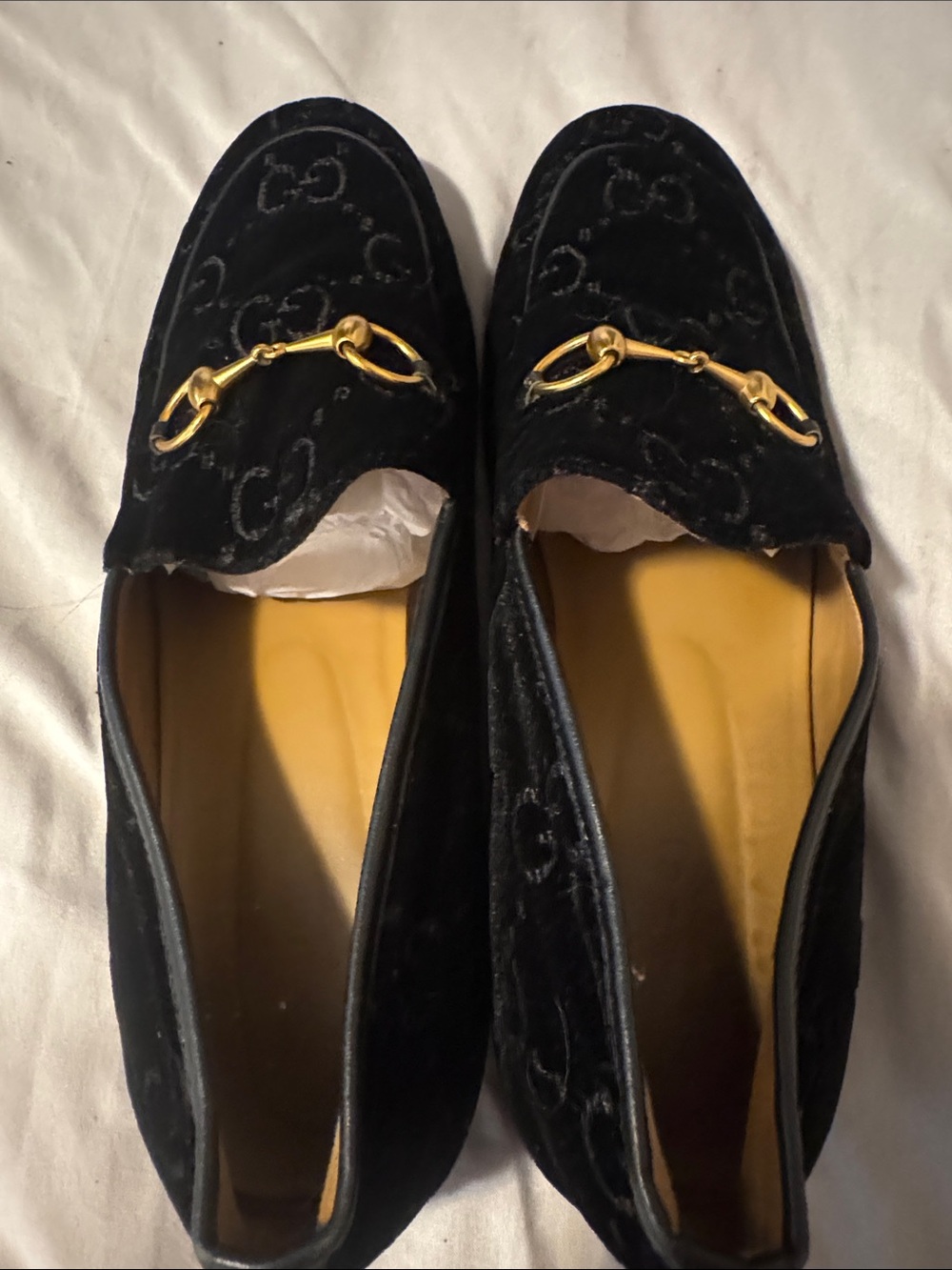 Gucci Black Velvet Horsebit Loafers - Picture 6 of 7